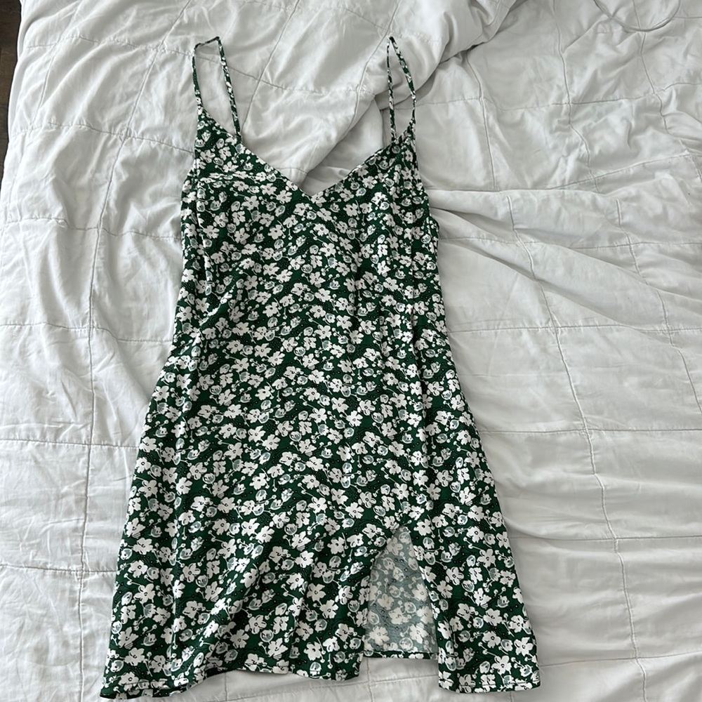 Reformation green floral mini dress